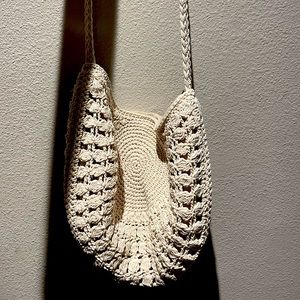 Beige Woven Beach Bag